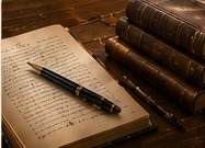 Open notebook and fountain pen